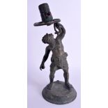 A 19TH CENTURY ITALIAN GRAND TOUR BRONZE LAMP. 30 cm high.