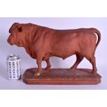 A VERY RARE 19TH CENTURY TERRACOTTA POTTERY FIGURE OF A BULL Wedgwood, with unusual