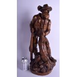 A LARGE LATE 19TH CENTURY BAVARIAN BLACK FOREST FIGURE OF A HUNTER modelled holding his catch. 58 c