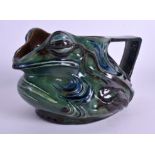 AN UNUSUAL CHARLES BRANNUM DEVON WARE BARUM TOAD JUG. 21 cm wide.