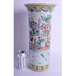 A LARGE 19TH CENTURY CHINESE FAMILLE VERTE PORCELAIN TRUMPET VASE Guangxu, painted with figures upo