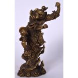 A 20TH CENTURY CHINESE BRONZE FIGURE OF SUN WUKONG THE MONKEY KING, modelled in imposing stance. 18