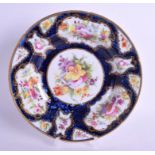AN EARLY 19TH CENTURY COALPORT HARD PASTE PLATE decorated outside the factory by William Billingsle