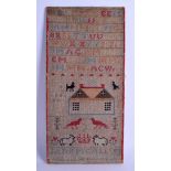 A LATE 19TH CENTURY SAMPLER by Jane Mccallum 1888. 23 cm x 45 cm.