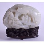 A FINE 18TH CENTURY CHINESE WHITE JADE CARVED SCHOLARS BOULDER Qianlong, depicting three immortals