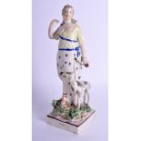 AN 18TH/19TH CENTURY PEARLWARE FIGURE OF DIANA. 22.5 cm high.