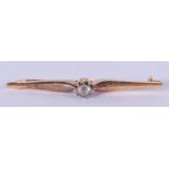 AN ANTIQUE ROSE CUT DIAMOND AND GOLD BROOCH. 6.3 grams. 4.75 cm wide.