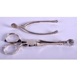 TWO PAIRS OF ANTIQUE SILVER SUGAR NIPS. (2)