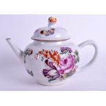 AN 18TH CENTURY CHINESE LONDON DECORATED TEAPOT AND COVER Attributed to the Giles workshop. 19 cm w