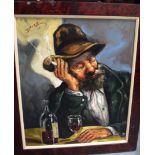 DINZ 20th century) FRAMED OIL ON CANVAS, signed, portrait of a bearded male. 51.5 cm x 42 cm.