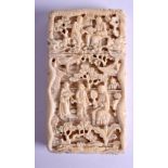 A 19TH CENTURY CHINESE CANTON CARVED IVORY CARD CASE Qing. 8 cm x 4.5 cm.