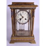 A 19TH CENTURY FRENCH CHAMPLEVÉ ENAMEL AND BRONZE MANTEL CLOCK Bigelow Kennard & Co Boston. 32 cm x