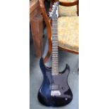 A YAMAHA RGX110 GUITAR, black finish to body. 98 cm long.