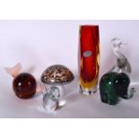 A GROUP OF GLASSWARE, paperweights etc. (qty)