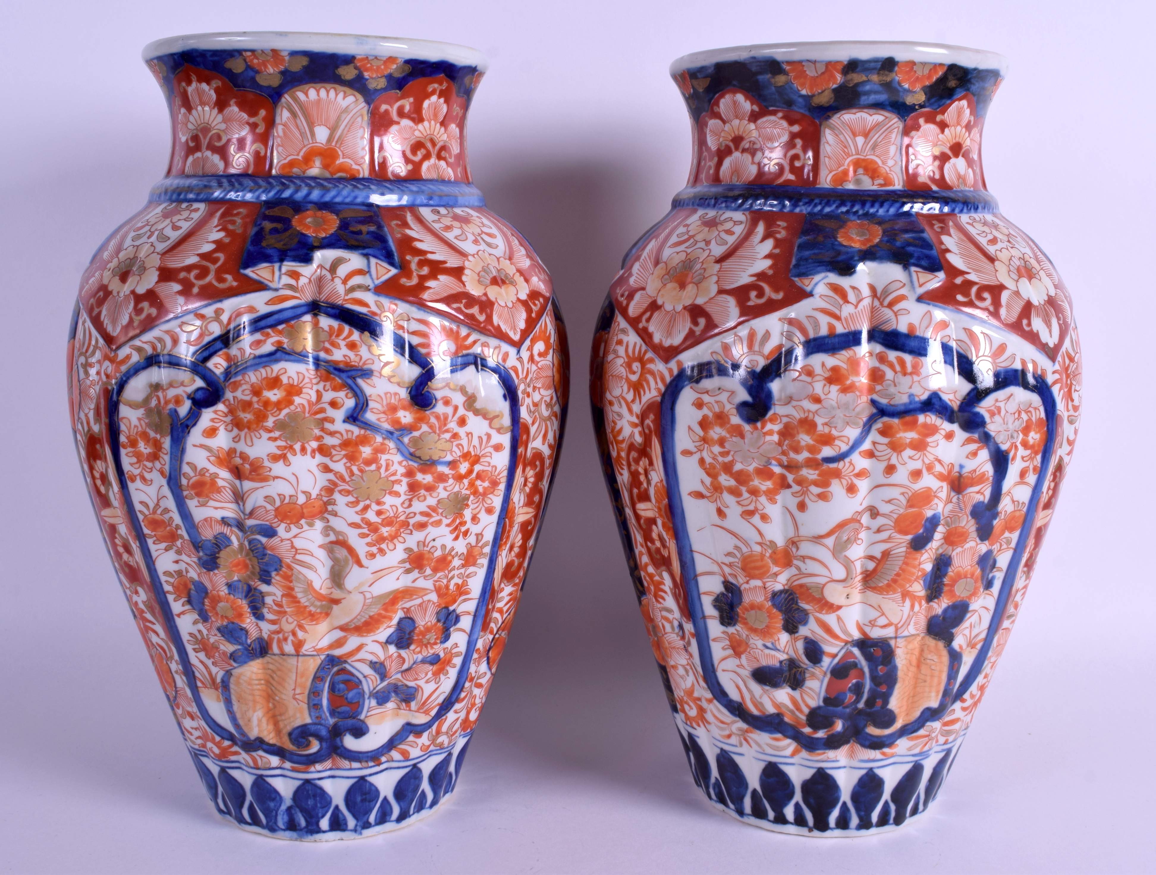 A LARGE PAIR OF 19TH CENTURY JAPANESE MEIJI PERIOD IMARI VASES painted with flowers. 32 cm high. - Image 2 of 4