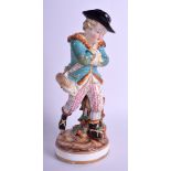 AN EARLY 19TH CENTURY DERBY FIGURE OF A BOY SKATER possibly a depiction of Winter. 22 cm high.