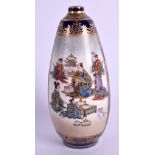 A FINE 19TH CENTURY JAPANESE MEIJI PERIOD SATSUMA CONICAL VASE painted with figures within landscap