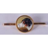 A FINE ANTIQUE 9CT GOLD AND PAINTED ENAMEL BROOCH signed W B Ford 1874. 7.6 grams. 6.25 cm long.