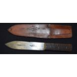 A VICTORIAN GREEN RIVER KNIFE OR SKINNING KNIFE, formed with a Sheffield blade by Slater Brothers.
