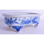 A 19TH CENTURY JAPANESE MEIJI PERIOD ARITA BLUE AND WHITE JARDINIÈRE painted with floral sprays. 30