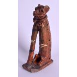 A RARE EARLY 19TH CENTURY REDWARE STONEWARE POTTERY BEAST possibly American, in the manner of John
