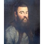 RUSSIAN SCHOOL FRAMED OIL ON CANVAS, half length portrait of a bearded male. 62 cm x 52 cm.