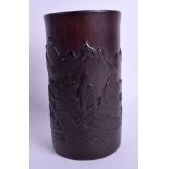 A 19TH CENTURY CHINESE CARVED BAMBOO BRUSH POT Qing. 16 cm high.