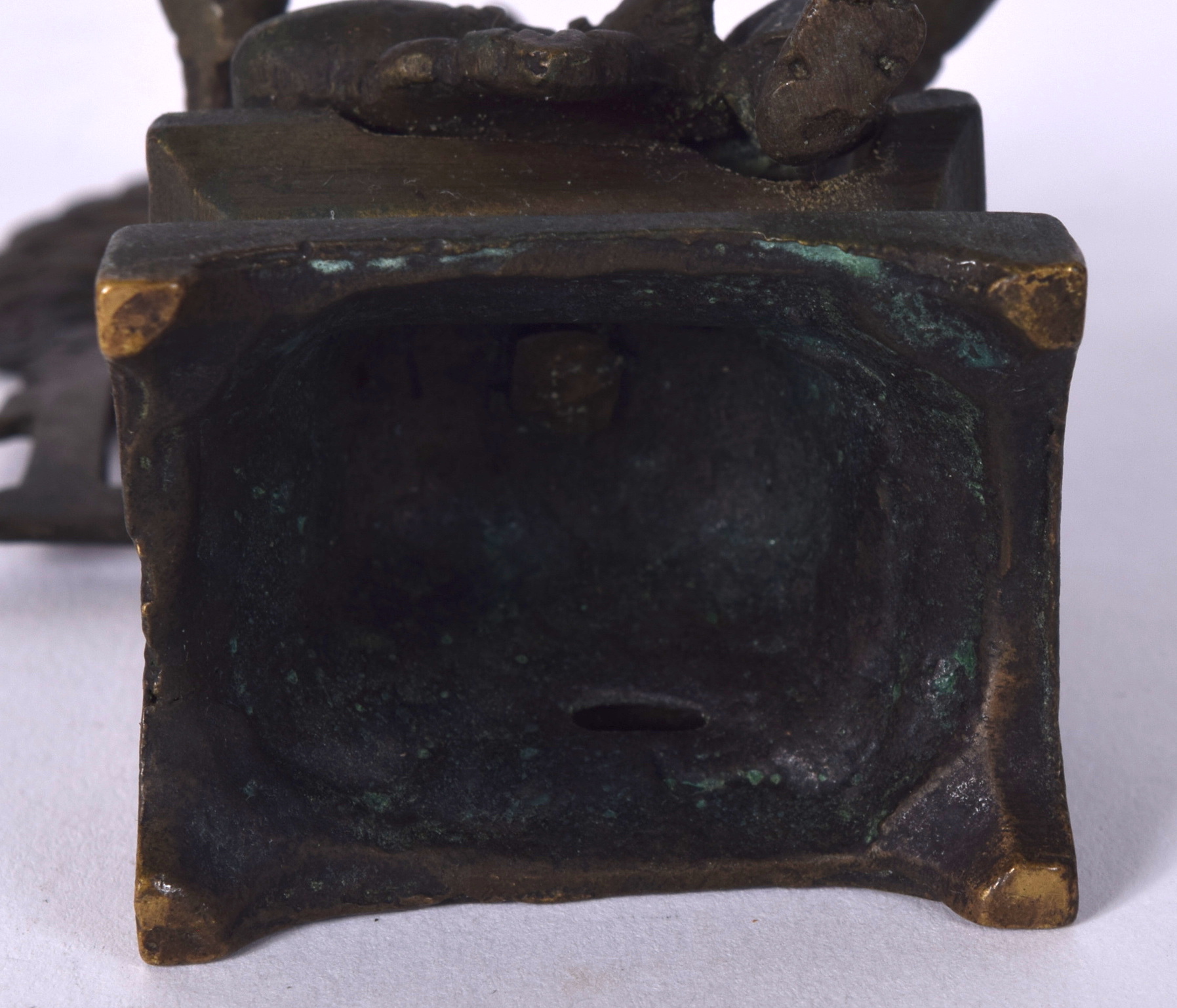 AN INDIAN BRONZE BUDDHA, together with removable shrine. 12 cm high. - Image 2 of 2