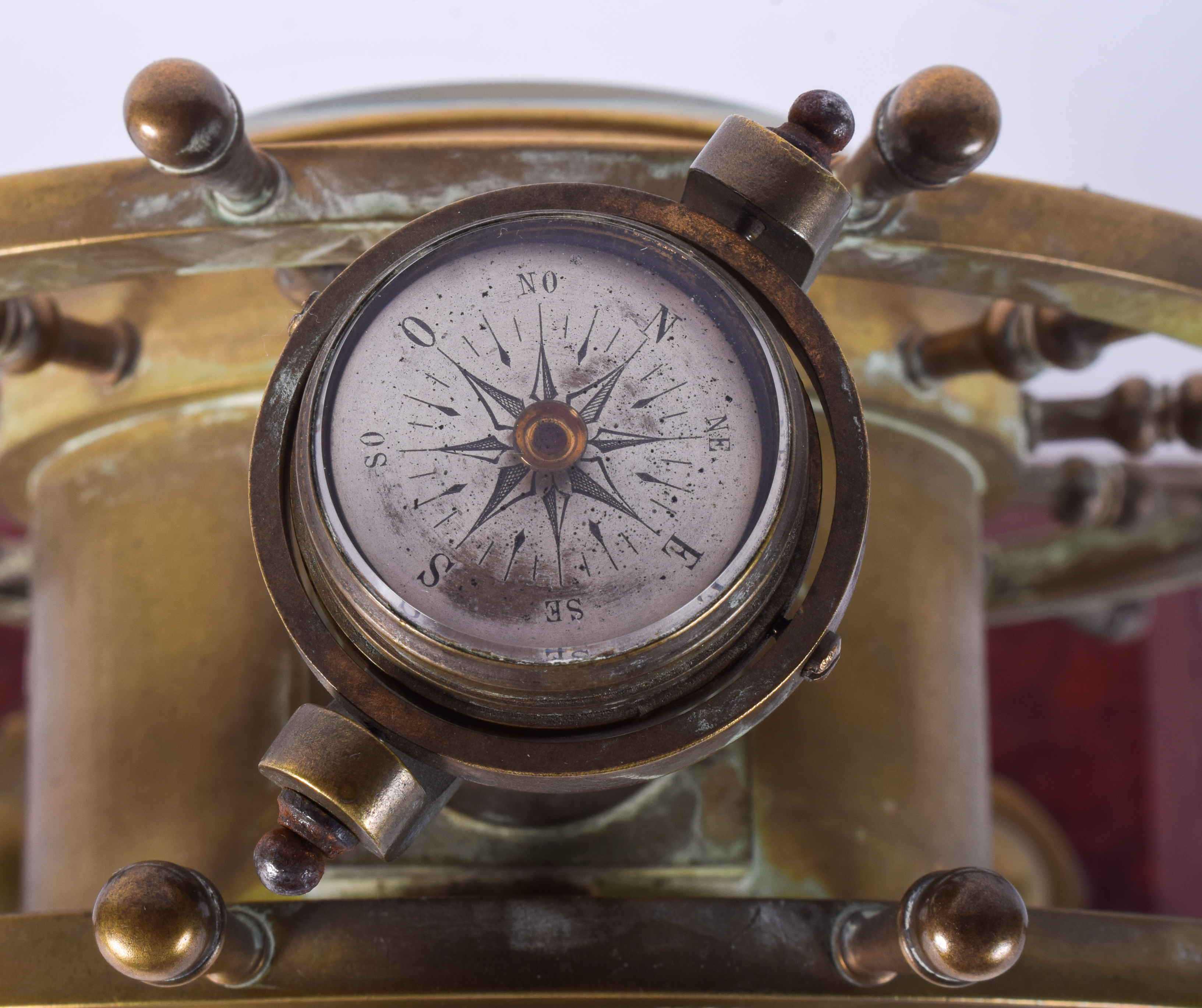 A RARE 19TH CENTURY FRENCH INDUSTRIAL SHIPS WHEEL BRONZE CLOCK with twin dials, silvered compass an - Image 3 of 3