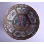 A LARGE 19TH CENTURY CHINESE FAMILLE ROSE CANTON BOWL Qing, painted with foliage and vines. 28 cm x
