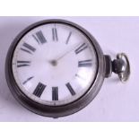 AN 18TH/19TH CENTURY SILVER VERGE POCKET WATCH signed J Johnson London No 2261. 5 cm wide.