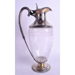 A VICTORIAN SILVER AND ETCHED GLASS CLARET JUG. London 1876. 31 cm high.