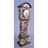 A ROYAL DOULTON MINIATURE PORCELAIN LONGCASE CLOCK, decorated with flowers. 35.5 cm.