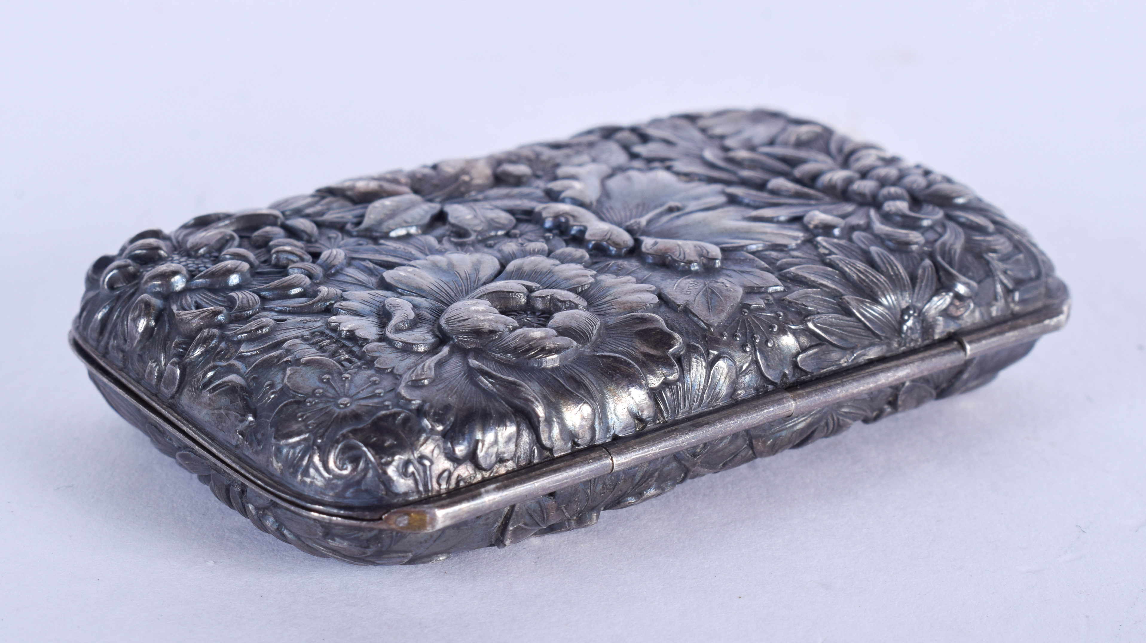 A JAPANESE MEIJI PERIOD SILVER CASE. 33 grams. 5 cm wide. - Bild 2 aus 5