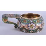 AN UNUSUAL CONTINENTAL SILVER AND ENAMEL KOVSCH. 17.2 oz. 16 cm wide.