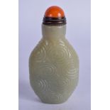 A CHINESE JADE SNUFF BOTTLE. 9 cm high.