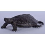 A RARE 19TH CENTURY JAPANESE MEIJI PERIOD BRONZE OKIMONO modelled as a tortoise. 13 cm x 7.5 cm.