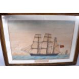 CAPTAIN HARRISON BAXTER (19th century) FRAMED WATERCOLOUR, “Barque Zodiac”, a ship in a seascape. 3