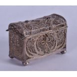 AN ANTIQUE SILVER FILIGREE CASKET BOX. 4.5 cm x 2.75 cm.