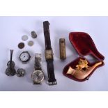 A SILVER THIMBLE together with mother misc items. (qty)