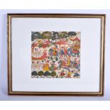 A VINTAGE FRAMED INDIAN PAINTING. Image 23 cm x 22 cm.