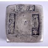 A CHINESE WHITE METAL INGOT. 200 grams. 4.25 cm wide.