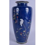 AN EARLY 20TH CENTURY JAPANESE MEIJI PERIOD CLOISONNE ENAMEL VASE decorated with a bird amongst fol