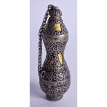 AN ASIAN LAPIS LAZULI AND SILVER SNUFF BOTTLE. 9.5 cm high.