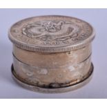 A CHINESE COIN BOX. 4 cm diameter.