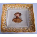 A LATE VICTORIAN POTTERY LUSTRE PLAQUE, depicting Lieut-Col R.S.S Baden Powell. 21.5 cm wide.