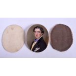 AN ANTIQUE PAINTED IVORY PORTRAIT MINIATURE. 4 cm x 6 cm.