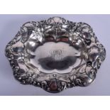 A VINTAGE SILVER EMBOSSED DISH. 4 oz. 17 cm wide.