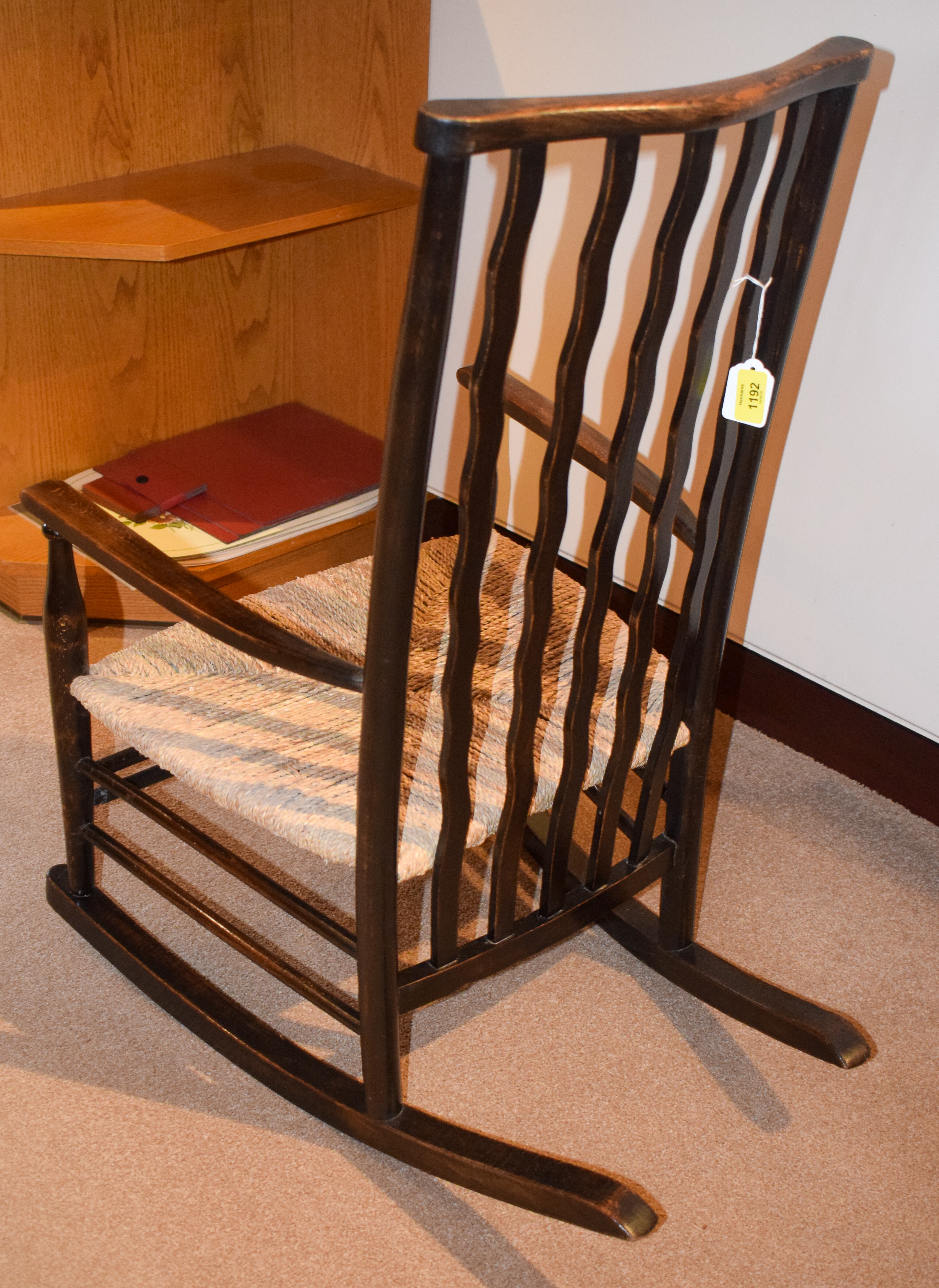 AN ANTIQUE OAK CHILDS ROCKING CHAIR, formed with thatched seat. 82 cm x 49 cm. - Image 2 of 10