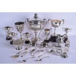 ASSORTED SILVERWARE including deco revolving suit marker, silver spoons etc. Silver approx 6 oz. (q